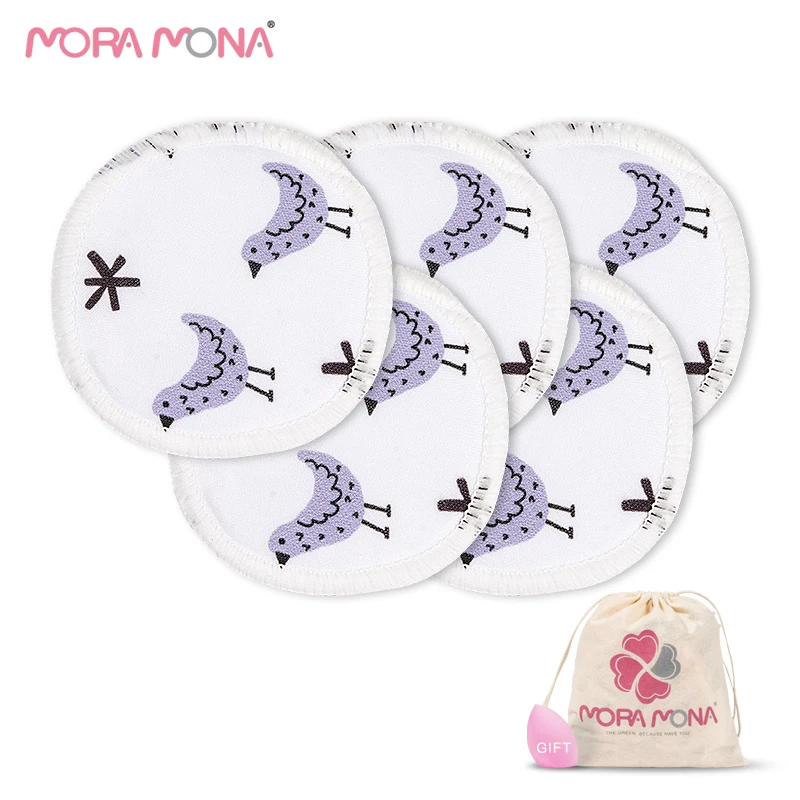 

Mora Mona soft bamboo reusable makeup remover pad makeup washable pads eyelash makeup remover pads with a laundry bag 6 pcs, White