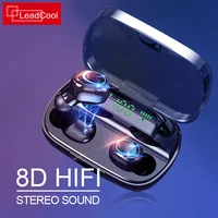 

2020 Leadcool best Selling Earphone & Headphone Bluetooth 5.0 Wireless Earphone 5D Hifi Stereo Earbud with 3500mA Power Bank