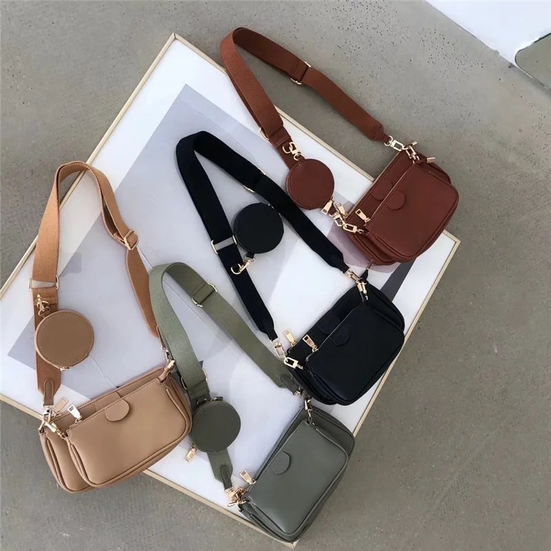 

2021 Korean Casual All-Match Shoulder Messenger Bag Female Fashion Solid Color Mobile Phone Bag Ladies Handbag Set Women, White, green, black, brown, apricot