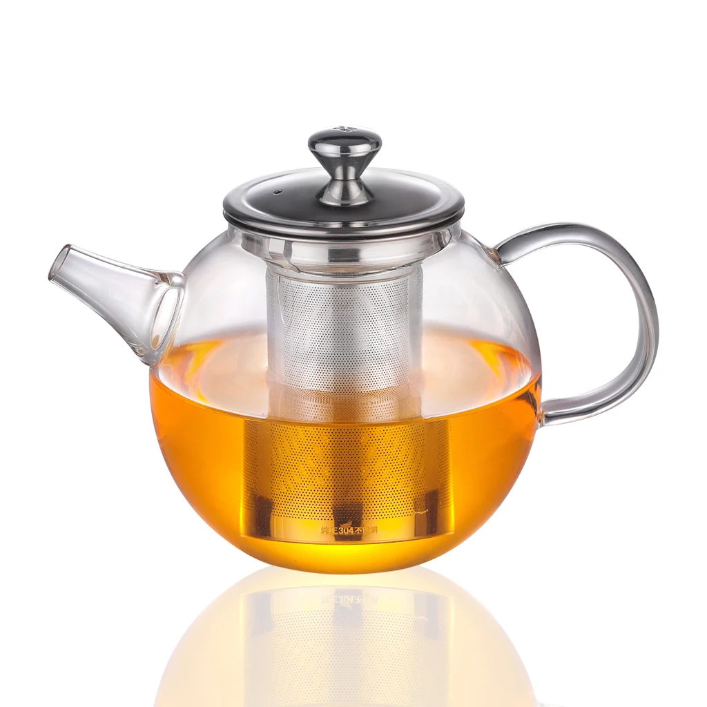 

Good Clear Borosilicate Glass Teapot Infuser Strainer Heat Coffee Tea Pot Tool Kettle Set