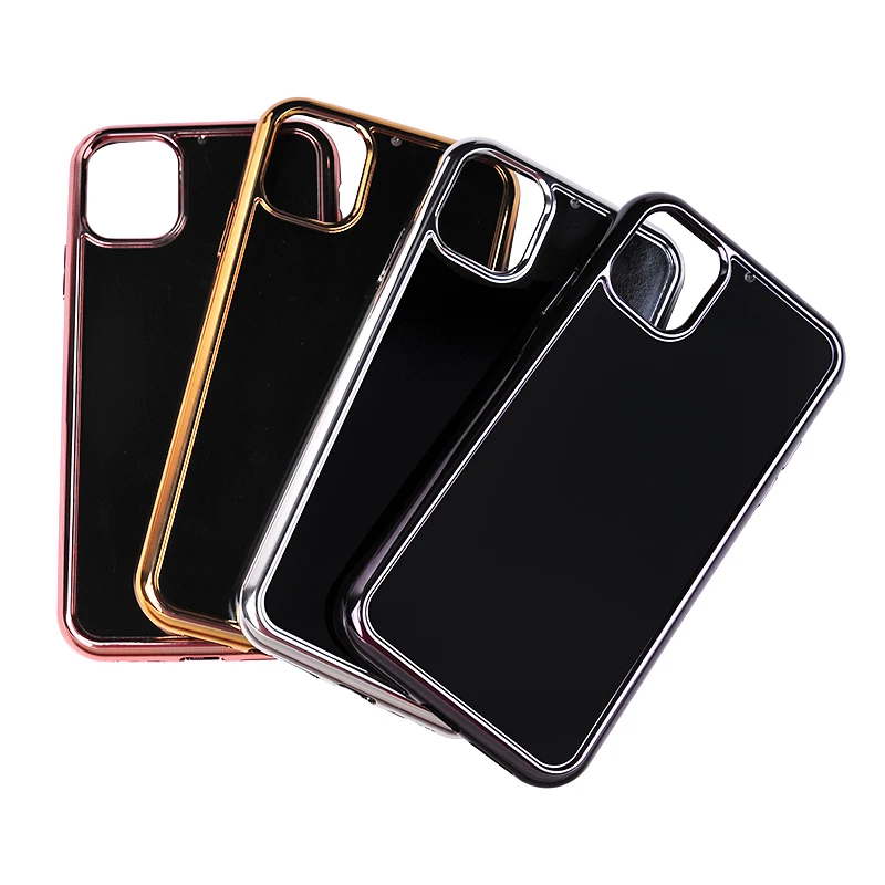 

Gold Plated frame hybrid PC TPU groove blank case for iphone 11 pro max with 1.0mm depth custom inlay leather wood case for i 12