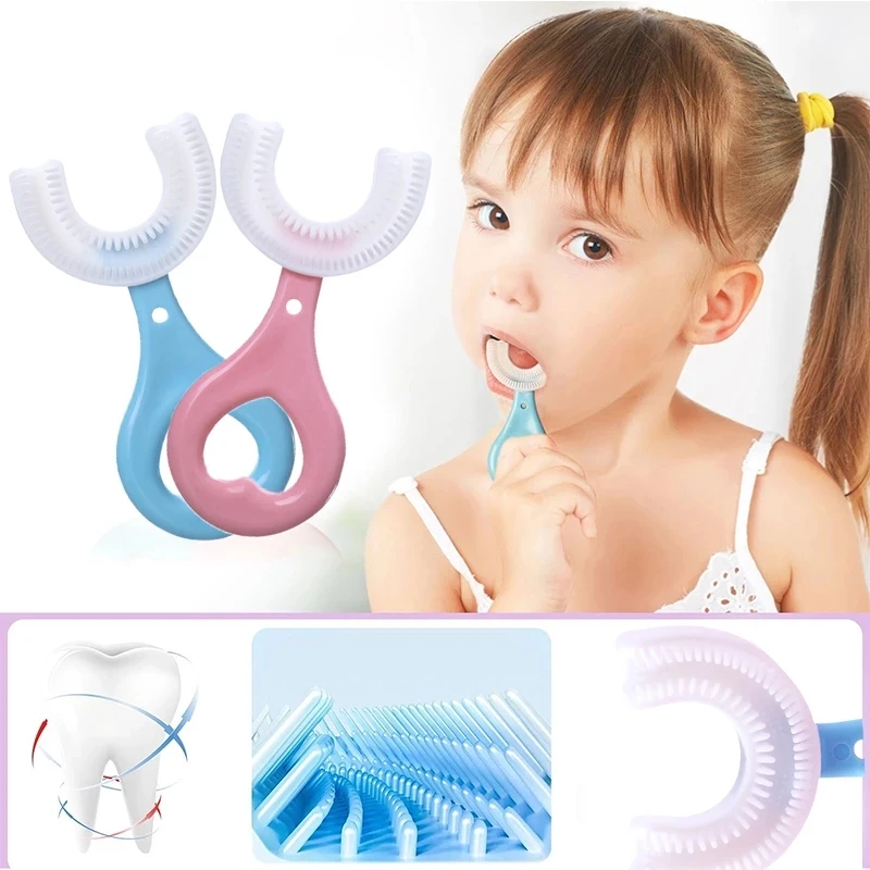 

Baby Toothbrush Children 360 Degree U-shaped Child Toothbrush Teethers Baby Brush Silicone Kids Teeth Oral Care Cleaning, Customized color