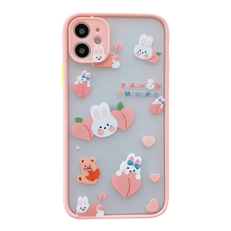 

Korea Cartoon Camera Protection Rabbit Peach Soft Phone Case For iPhone 12 Pro 12 Mini 12 Pro Max 11 Pro 11 XS Max XR 8 7 Plus