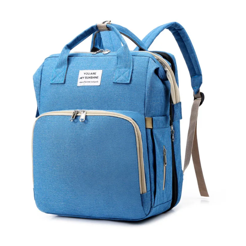 

Hot Sale 36-55L Blue Multifunction Portable Polyester Adult Baby Diaper Bag