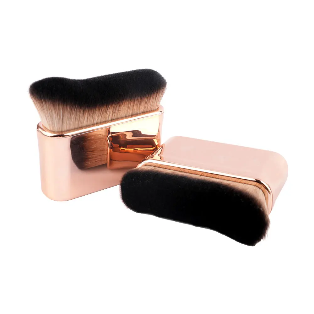 

FEIYAN Custom Rose Gold Makeup Brush Curved Contour Design Single Flat Private Label Make Up Brush Kabuki Body Foundation Brush