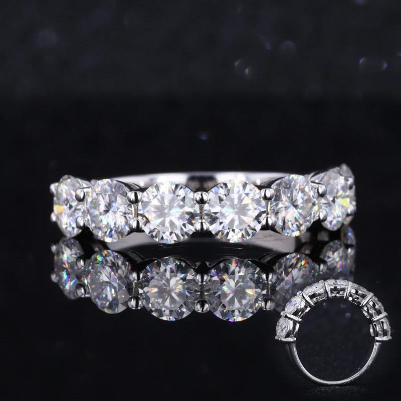 

Starsgem round cut stone DEF moissanite women jewelry wedding band 925 sterling silver ring
