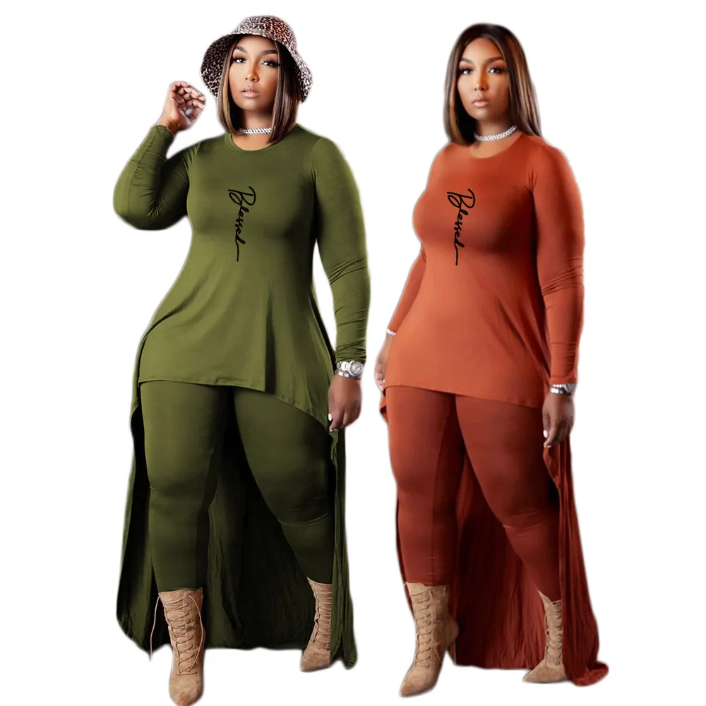 

Size 2022 Spring 2 Piece plus-size Jogger Sets for Women Clothing Bat-sleeved split jacket and trousers two-piece suit