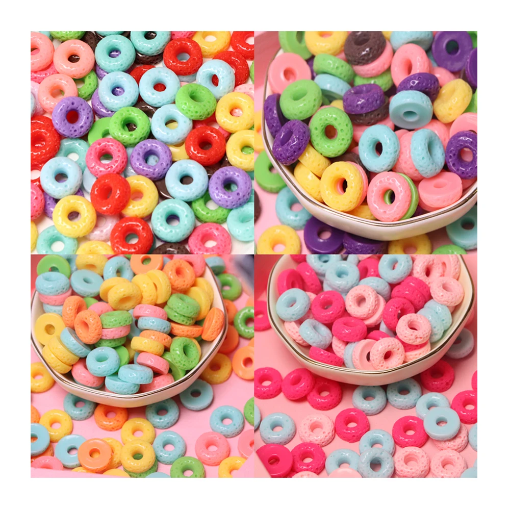 

100Pcs/Lot Slime Charms Mixed 15MM Resin Candy Donut Beads Crafts Sweet Donut Pendants Jewelry Making Accessory Decor Ornaments