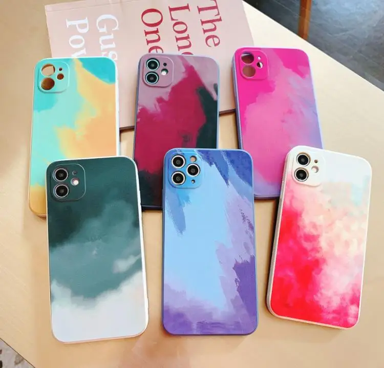 

Watercolor Plating TPU Soft Phone Case For iPhone 12 Pro MAX 6 Plus 7 8s XR SE 2020 Back Mobile Cover Fundas Capa For IPhone 8G, Watercolor planting colors