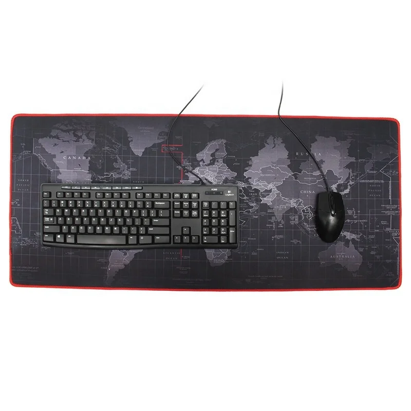 

QIYU Water Resistant Portable Large Desk Pad Non Slip World Map Custom Gaming Mouse Pads Large Area for Keyboard and Mouse, Black