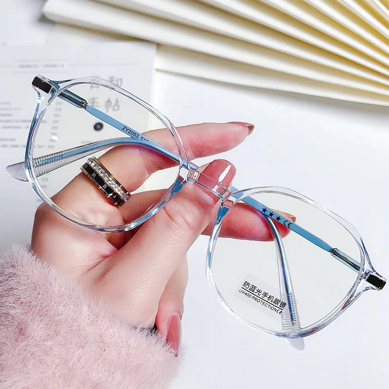 

Factory Price Optical Glasses Frame Korean Version Polygon Anti-Blue Light Flat Lens Myopia Glasses Wholesale