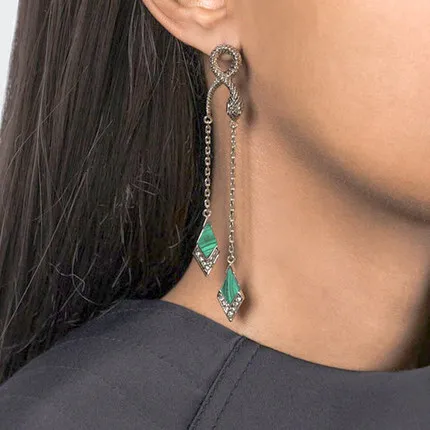 

Ed01166 Vintage Gold Geometric Irregular Crystal Rhinestone Animal Long Green Turquoise Snake Earrings For Women Wholesale