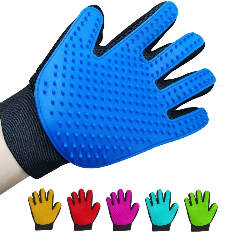 

Pet Supplies Silicon Soft Luvas Pet Hair Remover Gloves mascota Pet Grooming Glove Deshedding Brush Glove with 260 Grooming Tips, Panotone color