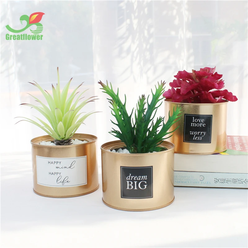 

Originally designed and produced,factory price and high quality artificial succulents with Tin pots