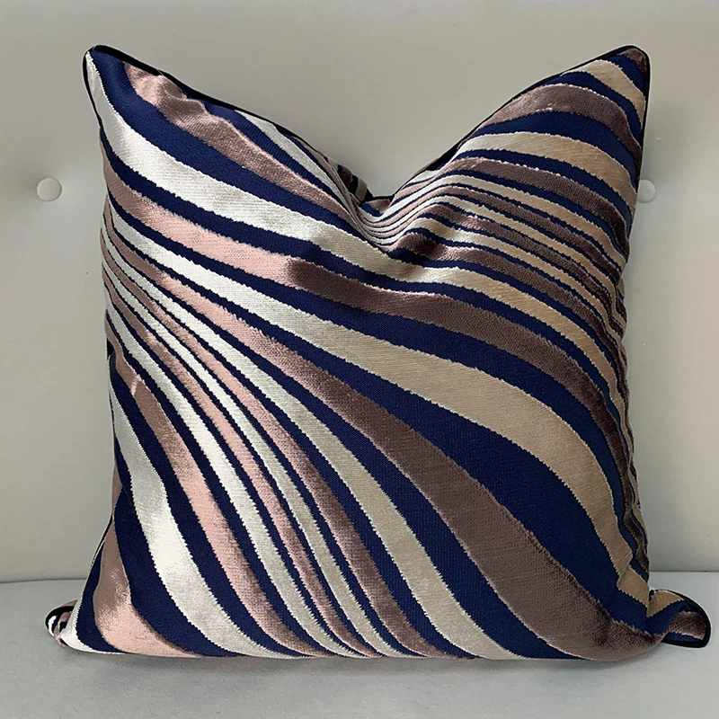 

Decorative Luxury Jacquard Geometrical Striped Abstract Throw Cushion Covers Pillow Case for Sofa Living Room Bed White