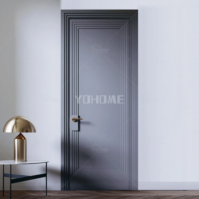 

Guangdong yohome interior doors series custom light grey doors wooden luxury grey bedroom doors