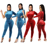 

2019 Woman 2 Piece Set Clothing Velvet Jumpsuits Clubwear Party Pants Sets Two Piece Set Clothing