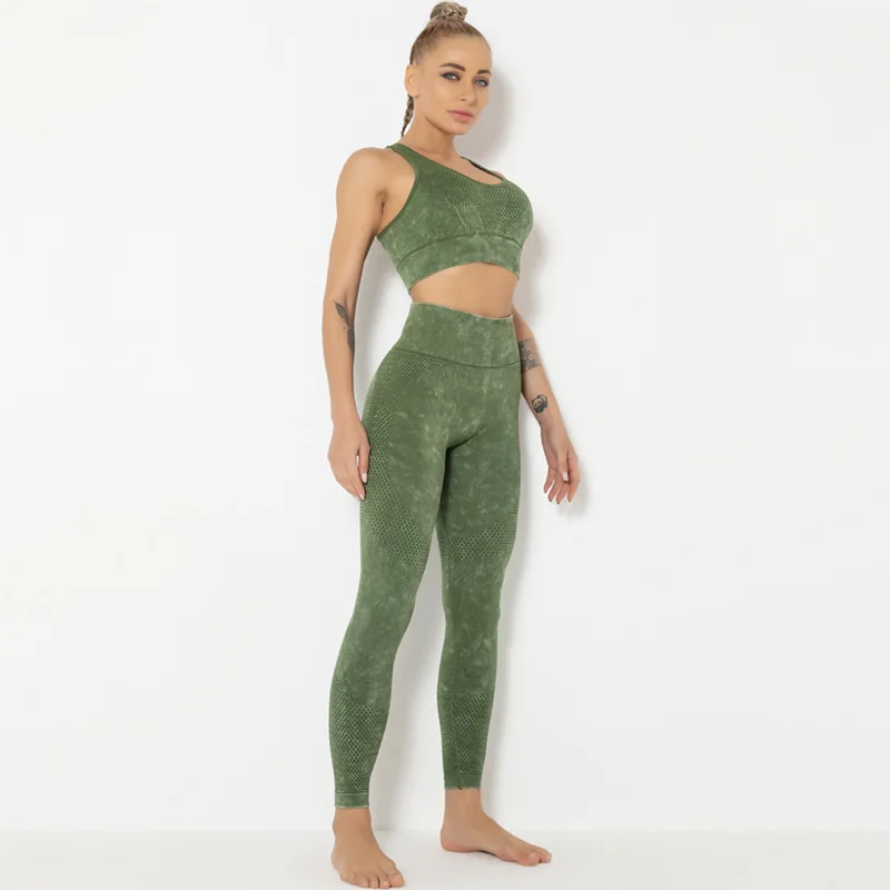 

2021 New Euramerican Ffitness Clothing Sports Bra Set Seamless Large Size Summer Women Yoga Clothing Suit, Picture shows