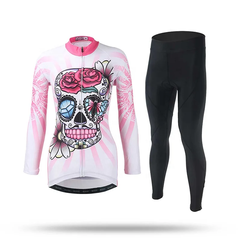 

Custom made high elasticity bike sports clothing soft and breathable cycling long wear women spring bicycle set, Printing