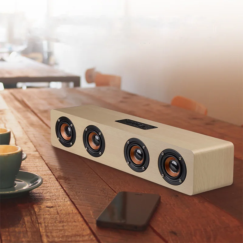 新产品 4 喇叭大音量音频 3d 立体声音响超级低音便携式 bt 木制派对