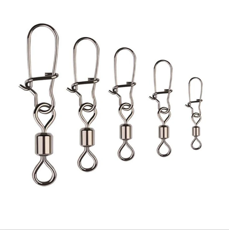 

10pcs/bag Small Pack Wholesale Factory Sell Free Samples Copper Fishing Rolling Swivel With Snap, Colors