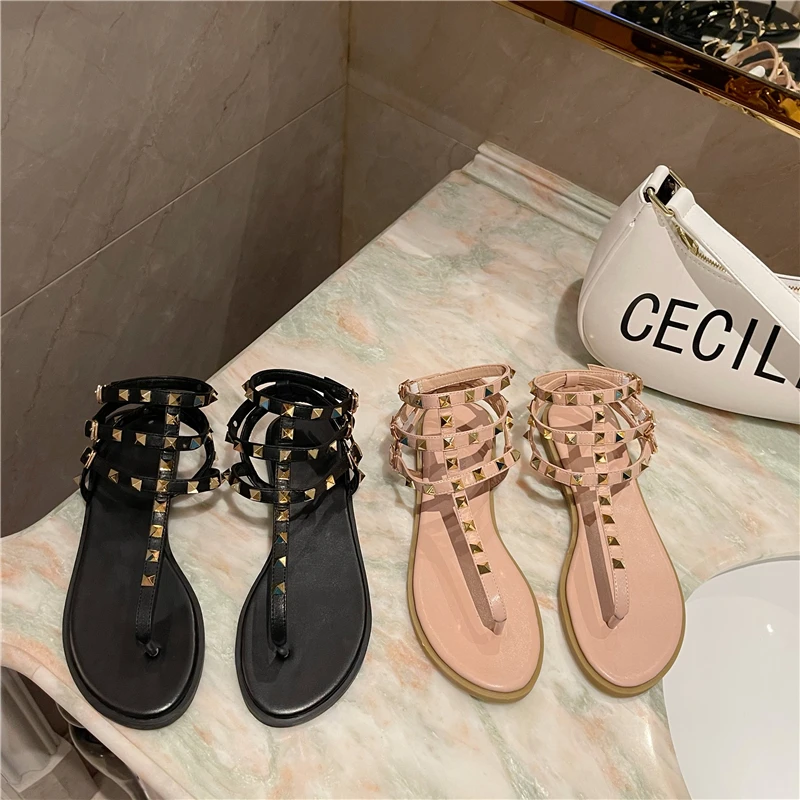 

2021 summer European and American new clip foot herringbone willow nail sandals