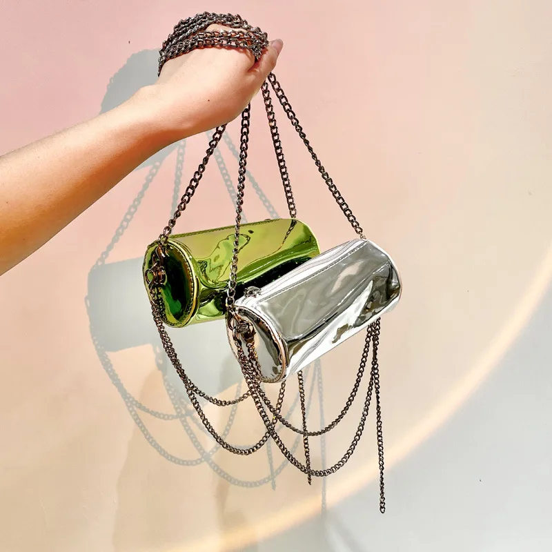 

Trendy Now PU Leather Chain Purses Shoulder Handbags For Women Mirror Bucket Bags Women Hand Bags 2021 Handbag