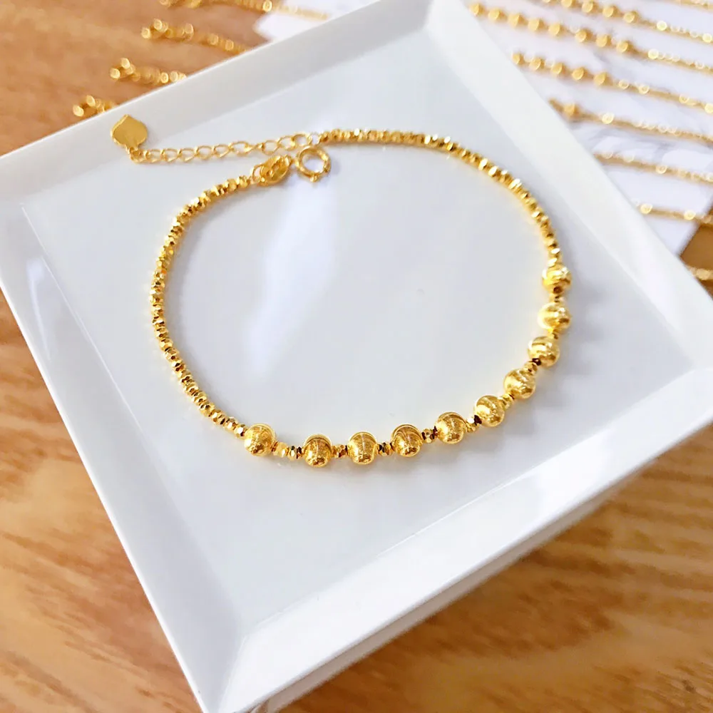 

Luxury Fashion AU750 Pure 18K Gold Charms Chain Bracelet Jewelry Women Bracelets