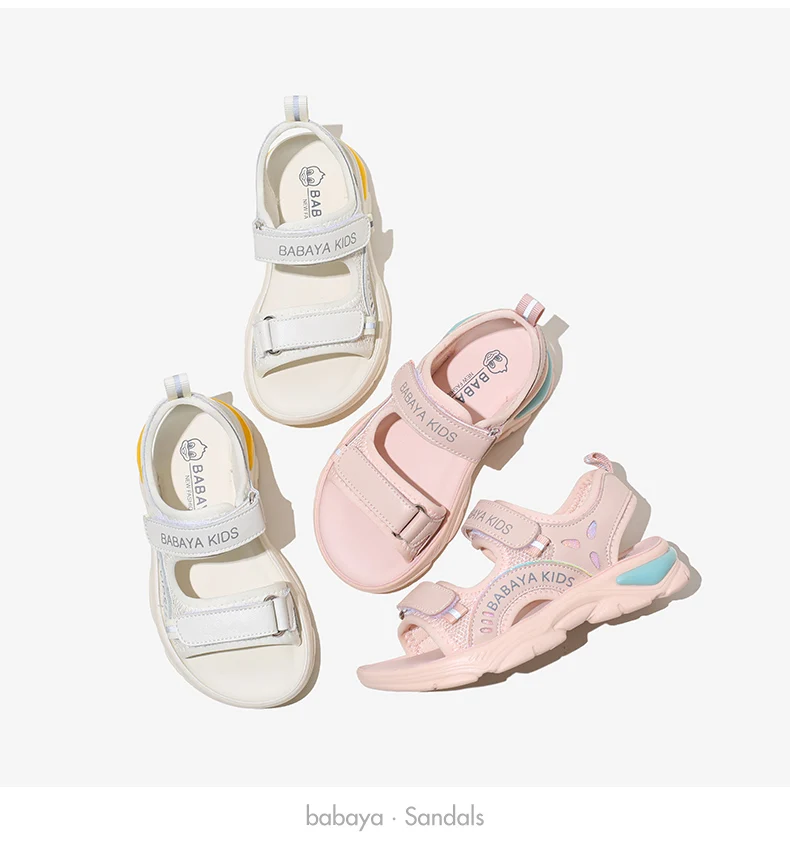 

L36103 Polyurethane Summer Ankle Strap Kids Children Girls Casual Shoes Sandals, Pink/beige