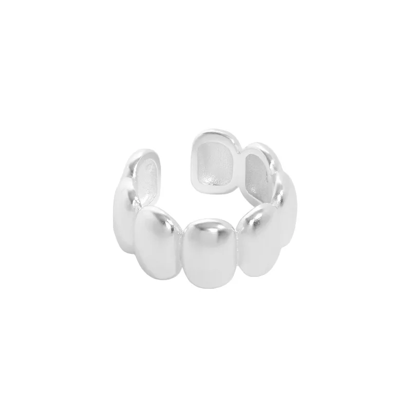 

VIANRLA oval bead silver ring 925 sterling silver open statement ring for women