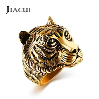 

Jiacui Jewelry Rings Fashion Tiger Animal Gold Plated Stainless Steel Ring for Men