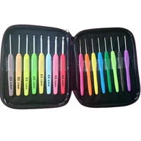 

16pcs Aluminum Crochet Hook Set with Colorful Plastic Handles Knitting Needles