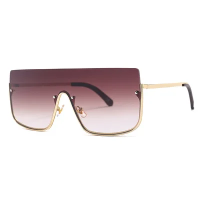 

Cost-Effective Uv400 Half-Frame Women's Men's Alloy Big Frame One-Piece Oversized Sunglasses