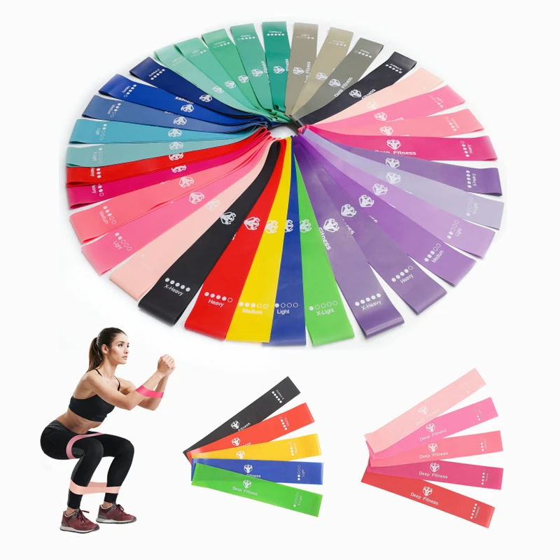 

5 levels Mini Loop Bands/ Gym Fitness Custom Printed Logo Yoga Stretch Band/ TPE Latex Exercise Resistance Band Sets