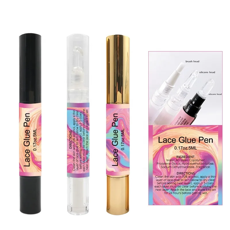

Hot selling new design travel size strong hold lace wig glue pen waterproof lace adhesive private label lace glue touch up pen