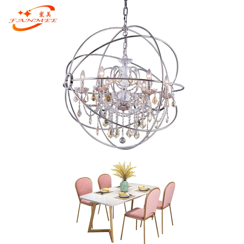 

Modern Orb Crystal Chandelier Lighting Sphere Hanging Lamp LED Globe Chandelier Lighting Chrome Orb Cristal Chandelier Lamp, Chrome finish