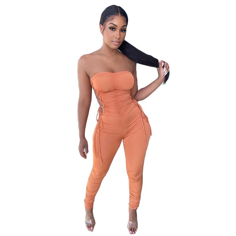 

MS20784 Ready to ship 2021 Jumpsuit Sexy Hollow Women Turtle Neck Corset Spring Jumpsuit