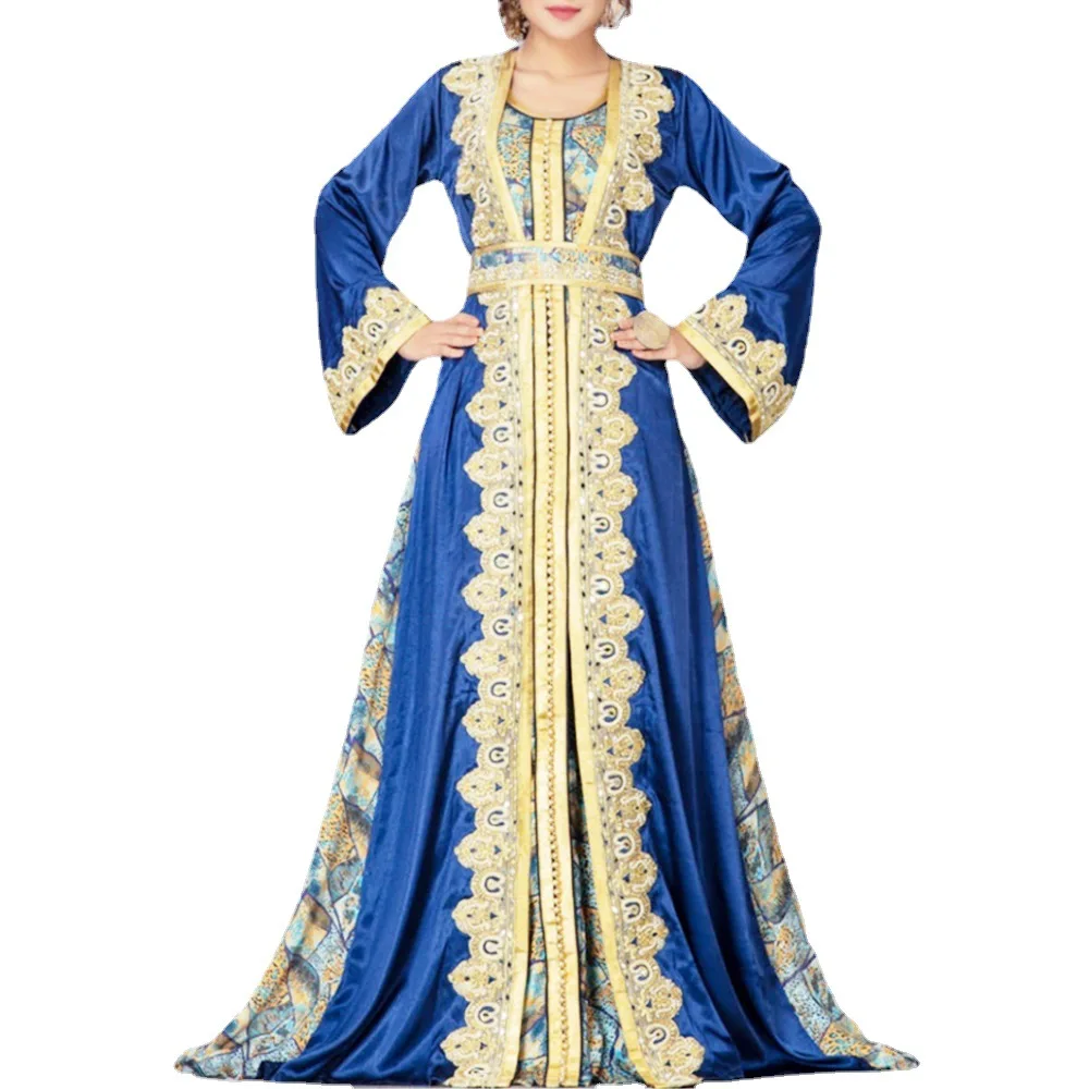 

GH-RJ001 Luxury Middle East Dubai Dresses Islamic Clothing Embroidered Muslim Dresses Women Jalabiya Moroccan Kaftan Dress