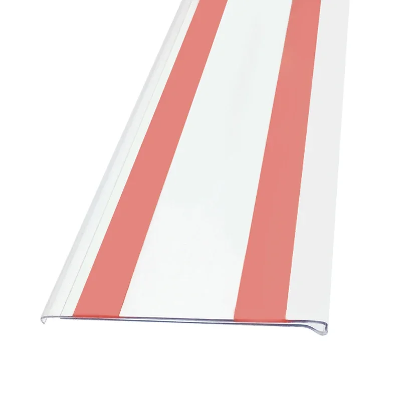 Hookei Transparent Plastic PVC Acrylic Panel Supermarket Display Shelf Data Strips Label Holder with Adhesive Tapes Custom Logo