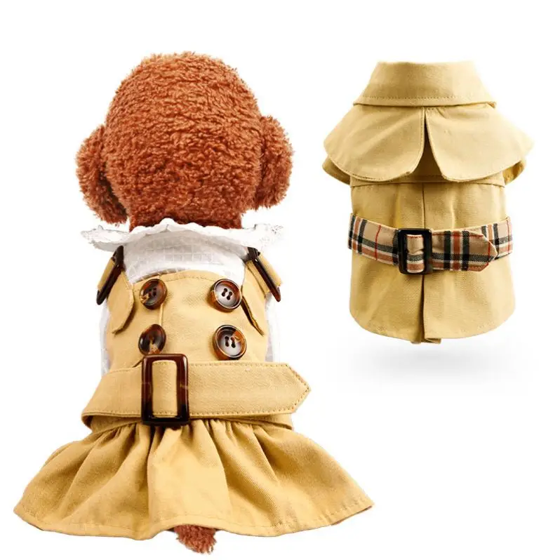 

Spring And Summer Thin Handsome Windbreaker Pet Sweet Button Skirt, As picture