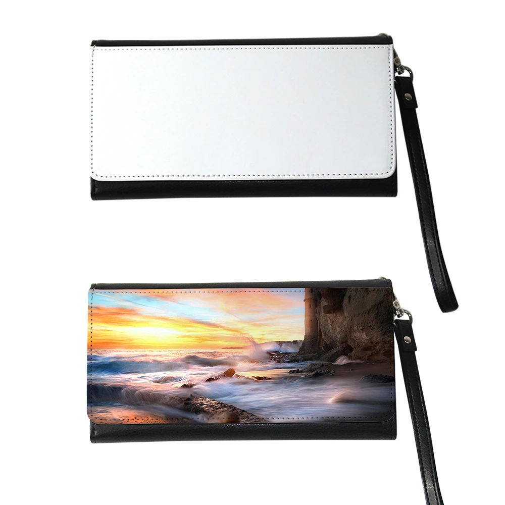 

Prosub women sublimation wallet custom printing With Wrist strap sublimation purse blanks female universal sublimation wallet, Printable white + black pu