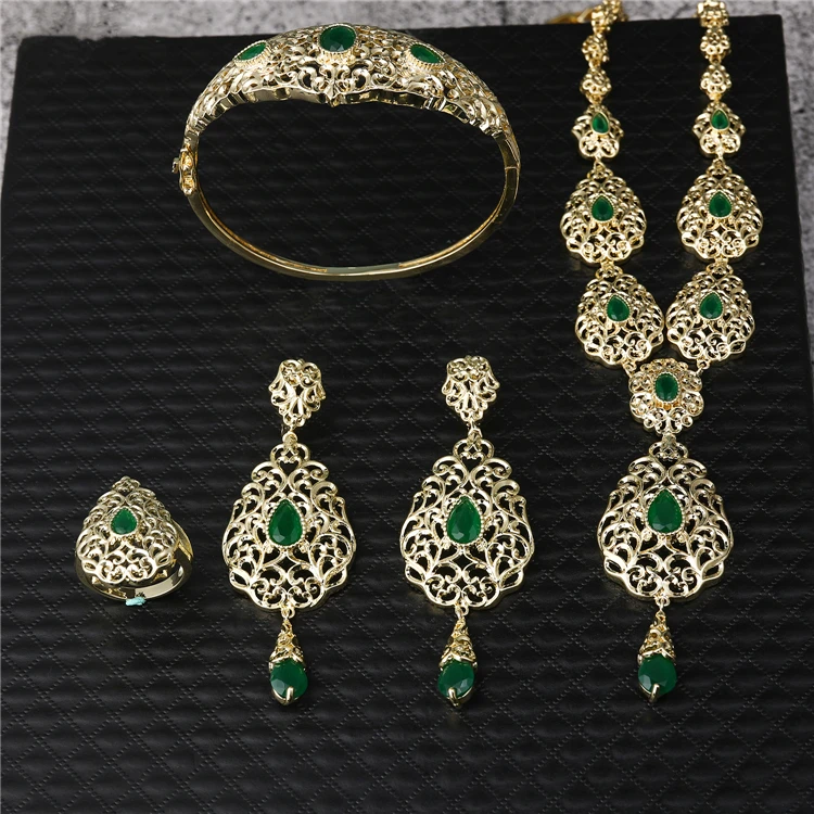 

Best Selling Fashion Creative Elegant Retro Necklace Earrings Bracelet Ring Jewelry Set, Picture shows