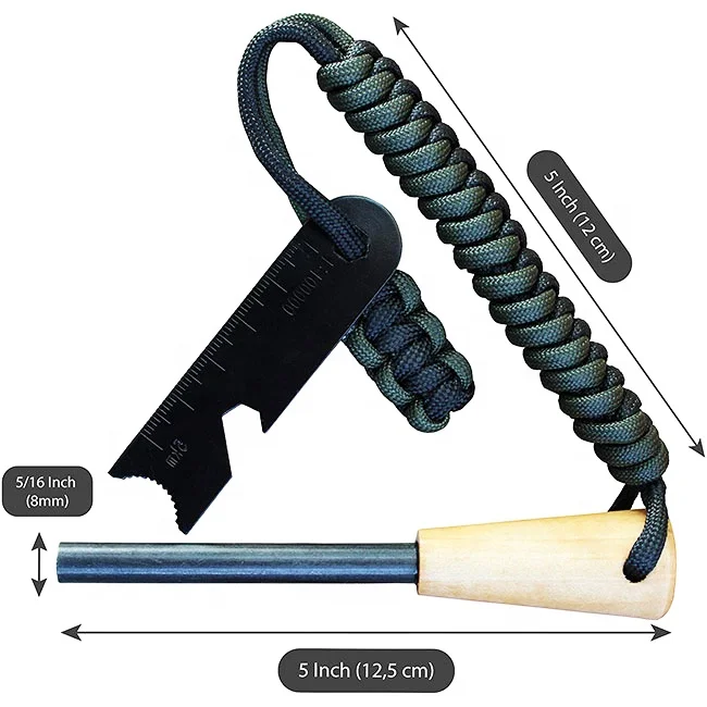 

Outdoor Survival Camping Traditional Thick Ferro Rod Fire Starter Fire Steel with Wood Handle