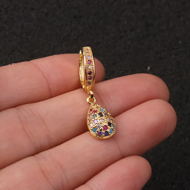 

Wholesale Customize Women Jewelry Rainbow Micro CZ Gold Plated Cute Star Heart Butterfly Stainless Steel Hoop Drop Earring