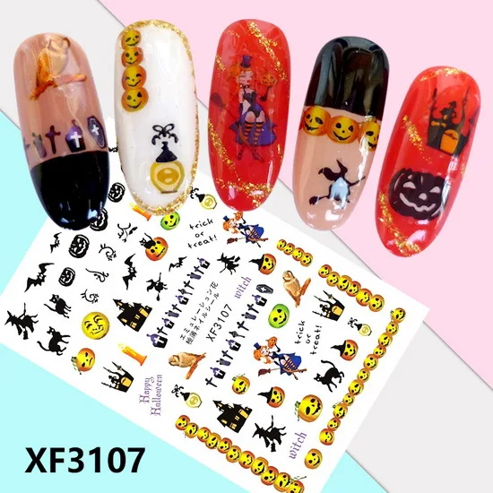 

2021 Custom Luxury 3d Fall Christmas Designers Nail Art Decalssemi Cured Gel Halloween Nail Sticker Nail Polish Decals