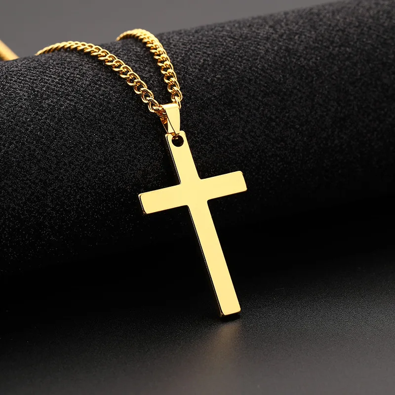 

High Standard Fashion Double Sided Cross Necklace Pendant Stainless Steel Jewelry, As pic