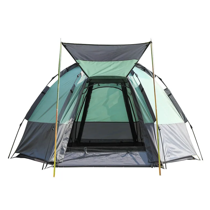 

Factory directly sale for 4 person outdoor hexagon camping instant fiberglass pole pop up automatic tent waterproof oxford, Green/customized
