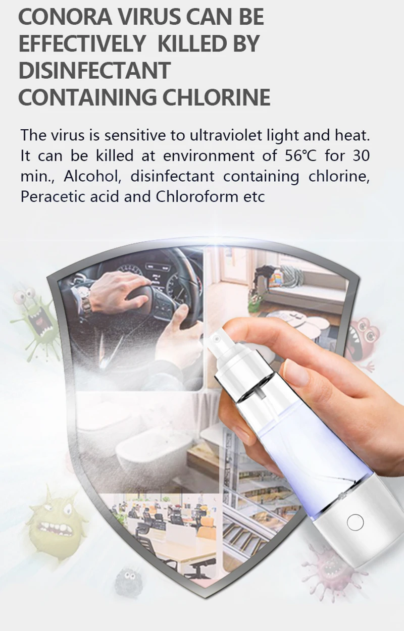 Portable USB Hypochloroud Acid Water maker Self-made Disinfection Spray