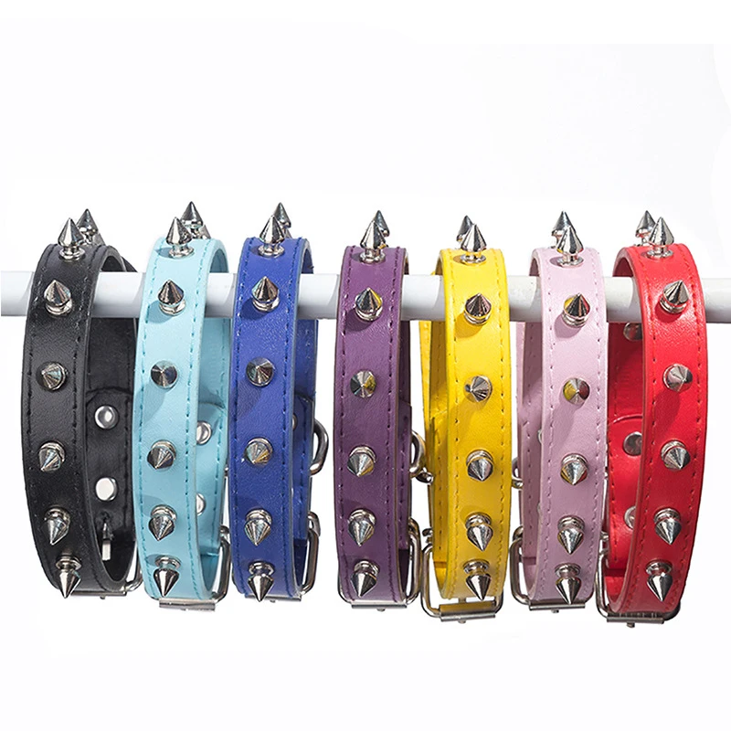 

Pet Supplies Pet Collar And Leashes Adjustable Pu Leather Dog Collar With Rivets, Customized color