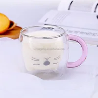 

Cat Shaped Borosilicate Glass Coffee Cup Clear Glass Mug Tea Cup Double Wall Beer Glass With Handle
